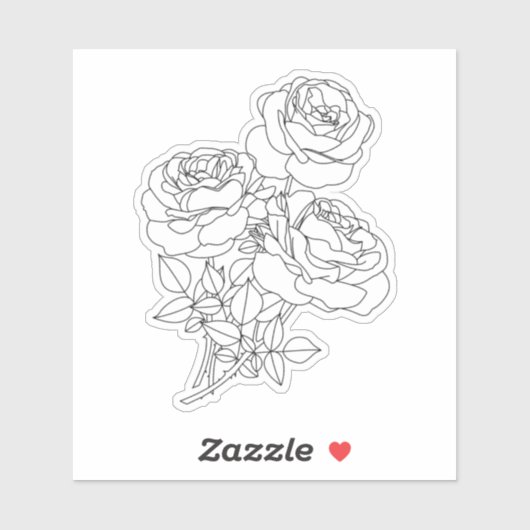 Rozen Minimal Line Art Tekening Sticker (Vel)