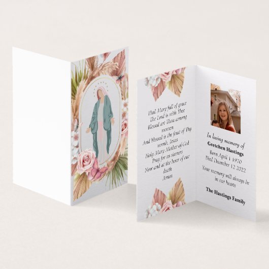 Rozen Moderne katholieke begrafenis Memorial Praye Kaart (Binnen en buitenkant)