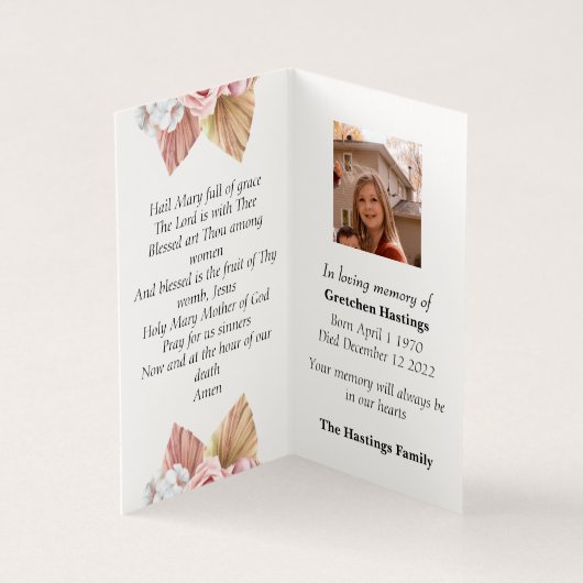 Rozen Moderne katholieke begrafenis Memorial Praye Kaart (Binnen)