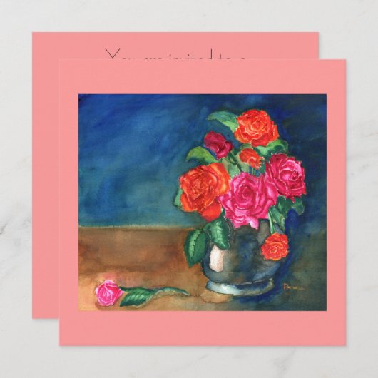 Rozen Moederdag Invitation Kaart (Voorkant / Achterkant)