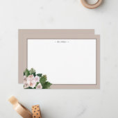 rozen monogram blozen Kaart Notitiekaartje (Voorkant / Achterkant in situ)