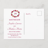 Rozen Monogram krans de datum opslaan Aankondigingskaart (Achterkant)