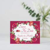 Rozen Monogram krans de datum opslaan Aankondigingskaart (Staand voorkant)