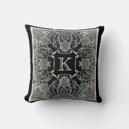 Rozen monogram kussen in zwart