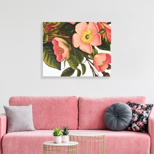 Rozen Mooi Roze Botanisch Canvas Afdruk (Insitu (Woonkamer))