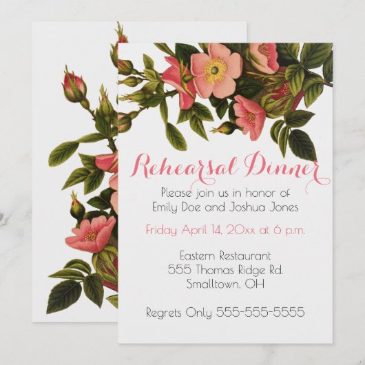 Rozen Mooi Roze Botanisch Kaart (Voorkant / Achterkant)