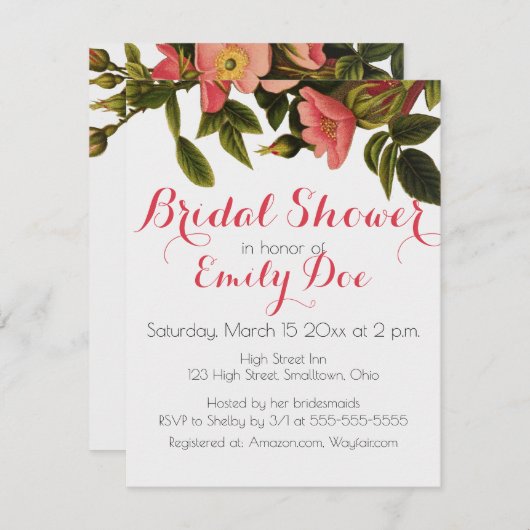  Rozen Mooi Roze Botanisch Kaart (Voorkant / Achterkant)