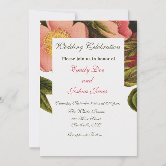 Rozen Mooi Roze Botanisch Kaart (Voorkant)