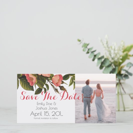 Rozen Mooi Roze Botanisch Save The Date (Staand voorkant)