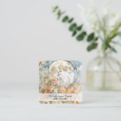 *~* Rozen Moon Flowers QR Floral AP70 Etherisch Vierkante Visitekaartje (Staand voorkant)