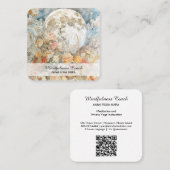 *~* Rozen Moon Flowers QR Floral AP70 Etherisch Vierkante Visitekaartje (Voorkant / Achterkant)