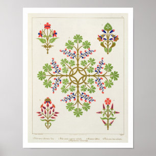 Rozen motief, gevouwen met M. en N. Ha Poster