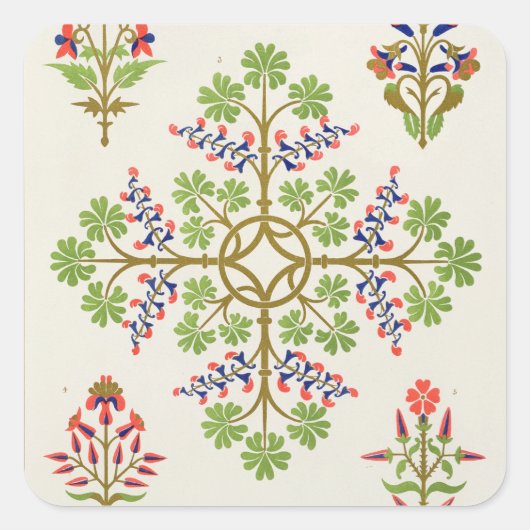 Rozen motief, gevouwen met M. & N. Ha Vierkante Sticker (Voorkant)