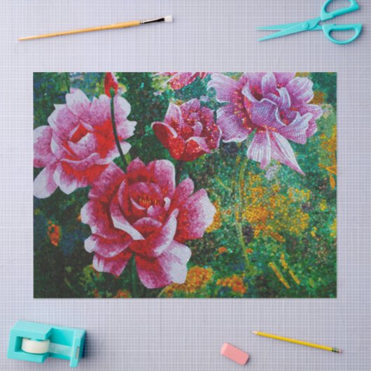 rozen mozaïek tissuepapier (Craft)