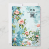 Rozen,  Muur en Zee Strand Bruiloft Kaart (Achterkant)