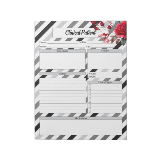 Rozen N Strepen_ Klinische patiënten Notitieblok (Linkerzijde)