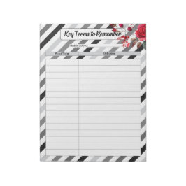 Rozen n strepen _ Sleuteltermen om te onthouden Notitieblok