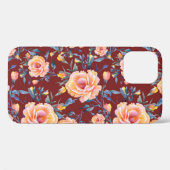 Rozen, naadloos, rood achtergrondpatroon Case-Mate iPhone case (Achterkant (horizontaal))