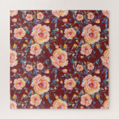 Rozen, naadloos, rood achtergrondpatroon legpuzzel (Horizontaal)