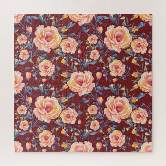 Rozen, naadloos, rood achtergrondpatroon legpuzzel (Verticaal)