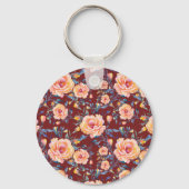 Rozen, naadloos, rood achtergrondpatroon sleutelhanger (Achterkant)
