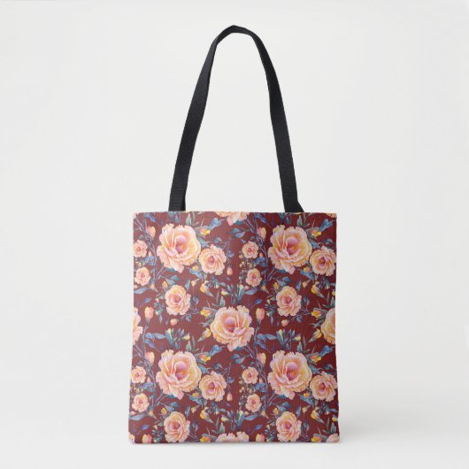 Rozen, naadloos, rood achtergrondpatroon tote bag (Voorkant)