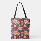 Rozen, naadloos, rood achtergrondpatroon tote bag (Achterkant)