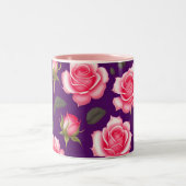 Rozen naadloze Valentijnsdag van het Patroon met t Tweekleurige Koffiemok (Center)