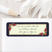 Rozen Navy Blue en Gold Sweet 16 uitnodigingen Etiket (Insitu)