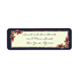 Rozen Navy Blue en Gold Sweet 16 uitnodigingen Etiket