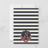 Rozen Navy Stripes en Gold Bedankt Kaarten (Achterkant)