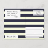 Rozen Navy Stripes en Gold Dank u Briefkaarten (Achterkant)