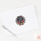 Rozen Navy Stripes en Gold Monogram Stickers (Envelop)