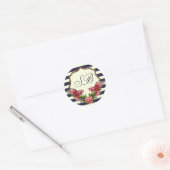 Rozen Navy Stripes en Gold Monogram Stickers (Envelop)