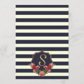 Rozen Navy Stripes en Gold Wedding Menu (Achterkant)