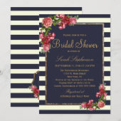 Rozen Navy Stripes en Goud Vrijgezellenfeest Kaart (Voorkant / Achterkant)