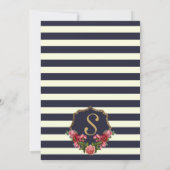 Rozen Navy Stripes en Gouden Afstuderen Ceremonie Kaart (Achterkant)