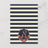 Rozen Navy Stripes en gouden bruiloft informatie Informatiekaartje (Achterkant)