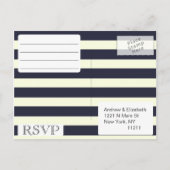 Rozen Navy Stripes en Gouden RSVP Briefkaarten (Achterkant)