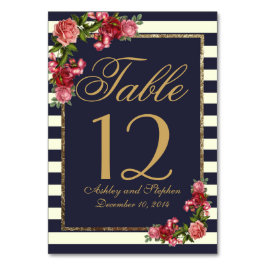 Rozen Navy Stripes en Gouden Tafelnummers