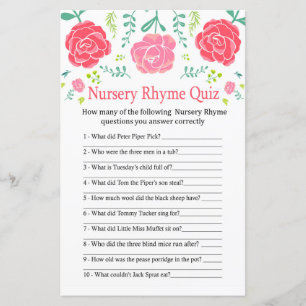 Rozen Nursery Rhyme Quiz baby shower game