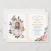 Rozen omarmen religieuze foto uitnodiging (Voorkant)