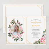 Rozen omarmen religieuze foto uitnodiging (Voorkant / Achterkant)