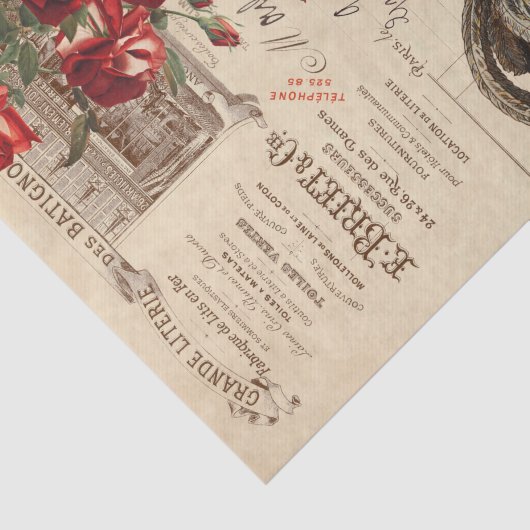 Rozen ontkoppeling Ephemera Tissu Tissuepapier (Detail)