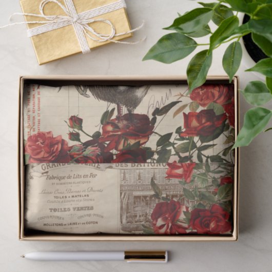 Rozen ontkoppeling Ephemera Tissu Tissuepapier (Geschenk)