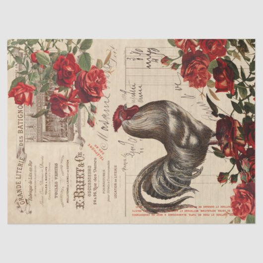 Rozen ontkoppeling Ephemera Tissu Tissuepapier (Voorkant)