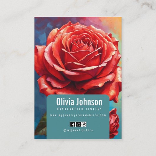 Rozen Oorbellen Sieraden Display Kaart Visitekaartje (Achterkant)