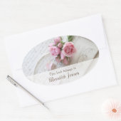 Rozen op 18e eeuwse pagina onderste fade boekenpla ovale sticker (Envelop)