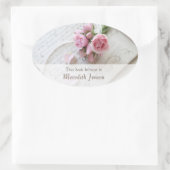 Rozen op 18e eeuwse pagina onderste fade boekenpla ovale sticker (Tas)