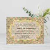 Rozen op antiek Jubileum Kaart (Staand voorkant)